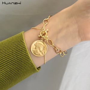 Human Head Coin Leaf Bracelets