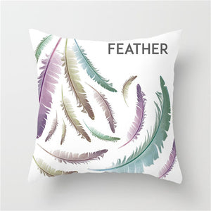 Multi Feather Printed Pillow Cover
