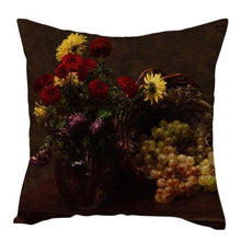 Load image into Gallery viewer, Vintage Oil Painting Flowers Cushion Cover