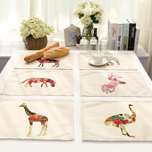 Animal Cotton Linen Table Mats