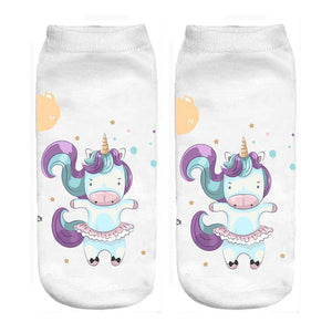 OK Happy Unicorn 3d Print Ankle Socks