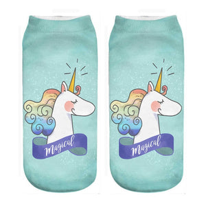 OK Happy Unicorn 3d Print Ankle Socks