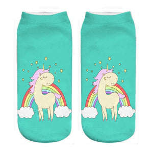 OK Happy Unicorn 3d Print Ankle Socks