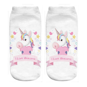 OK Happy Unicorn 3d Print Ankle Socks