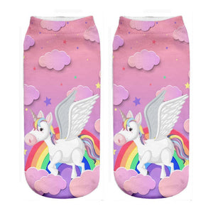 OK Happy Unicorn 3d Print Ankle Socks