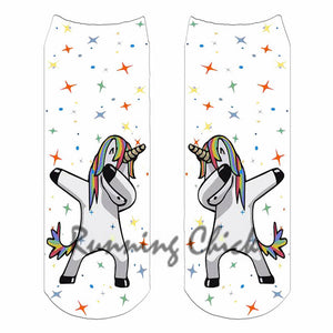 Running Chick Digital Print Ankle Socks