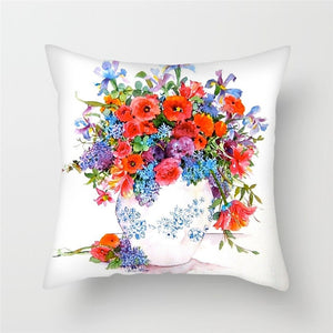 Bright Floral Oil Paintings Cushion Cover
