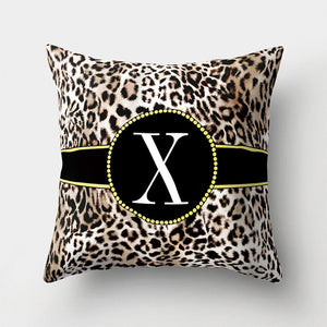 Leopard Pattern Letter Decorative Cushion Cover