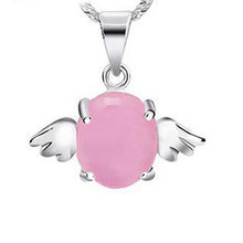 Load image into Gallery viewer, Silver Plated Opal Pendant Angel Wings