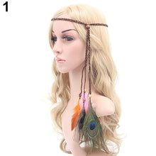 Load image into Gallery viewer, Boho Style Festival Feather Headband