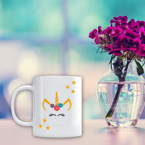 Unicorn Face Flowers Cups Stickers