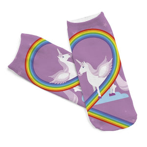 purple  Unicorn Rainbow Socks