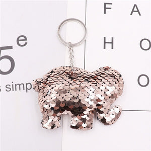 Sequin Elephant Key Pendant