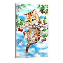 Load image into Gallery viewer, Lovely Cat Climbed The Tree Crystal Painting