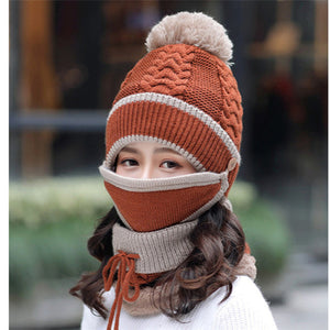 Winter Beanies Velvet Thick Bib Mask