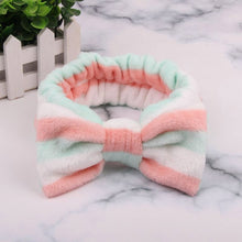 Load image into Gallery viewer, Coral Fleece Wash Face Bow Hairbands