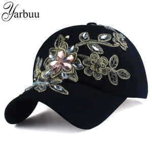 Baseball Cap With Flower Canvas