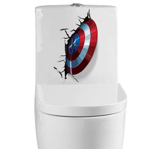 Captain America Shield Through Decorative Wall Stickers