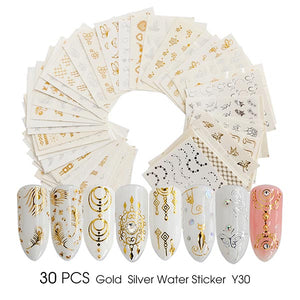 Gold Silver Nail Water Sticker