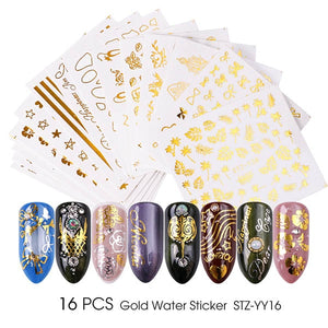 Gold Silver Nail Water Sticker
