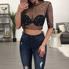 Load image into Gallery viewer, Sequin Crop Short Sleeve