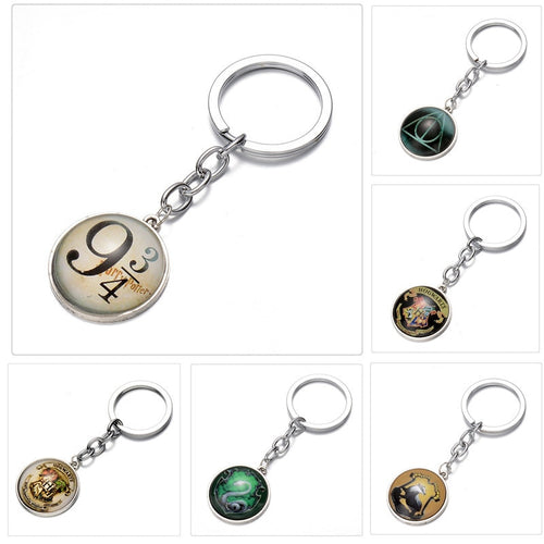 1Pcs New Arrival Movie Harri Potter Key Chain Alloy Deathly Hallows Key Ring Potter Figure Kids Gift